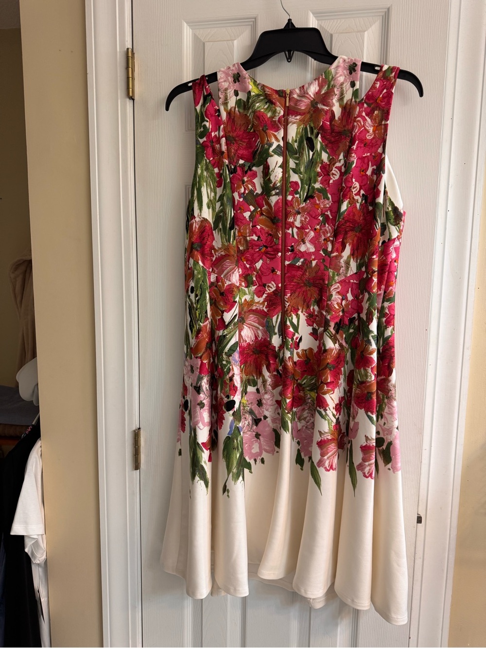 Roz & Ali Cream Midi Dress with Pink Floral Print - Picture 11 of 11